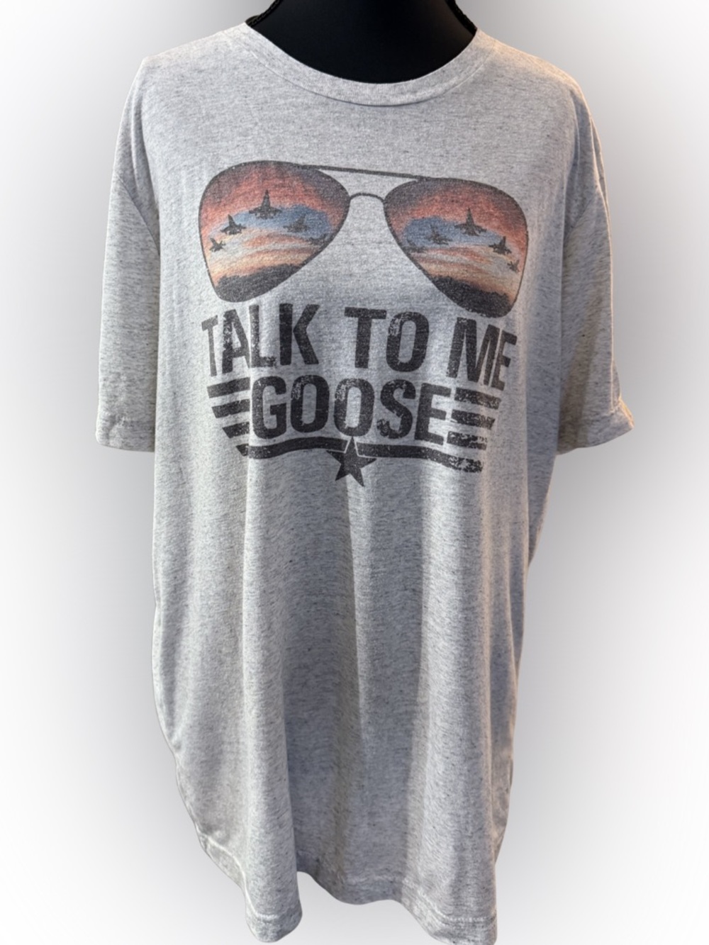 Talk‎ To Me Goose Graphic Tee - Grey Top Gun Size Large